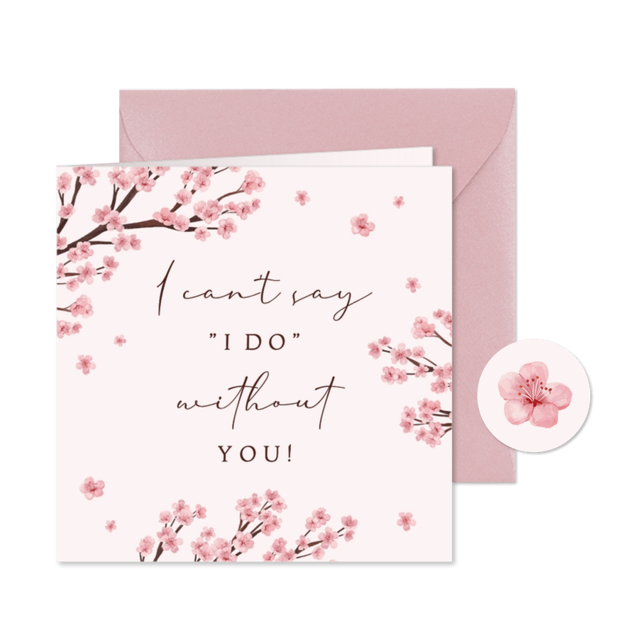 Getuige kaart lente kersenbloesem romantisch - Kaartimpressie