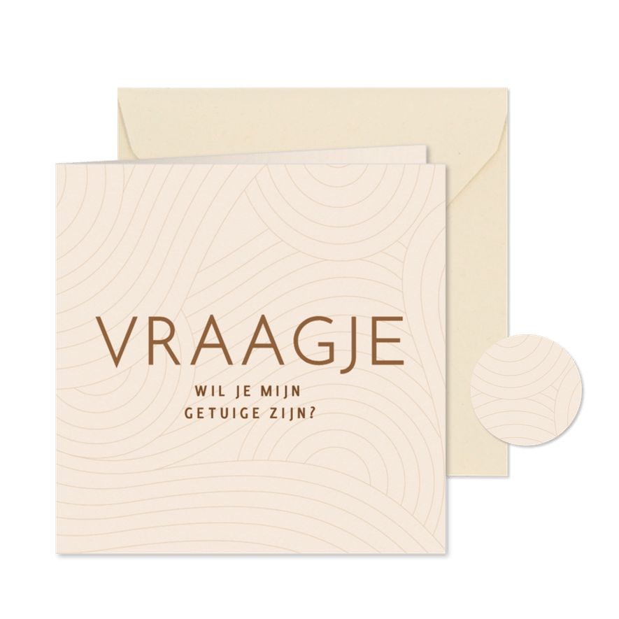Getuige kaartje beige golvende lijn vraagje - Kaartimpressie