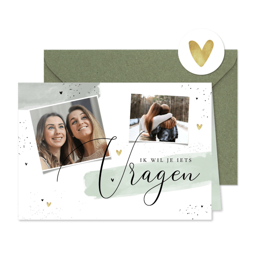 Getuige verf groen mint hartjes foto - Kaartimpressie