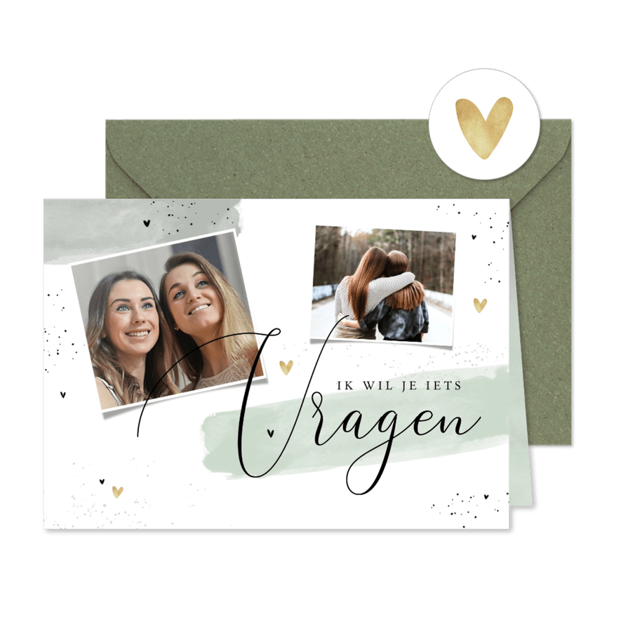 Getuige verf groen mint hartjes foto - Kaartimpressie