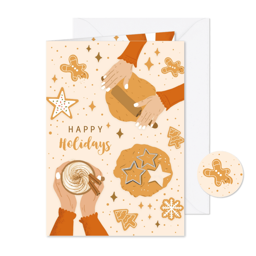Gezellige kerstkaart met gebakken koekjes - Kaartimpressie