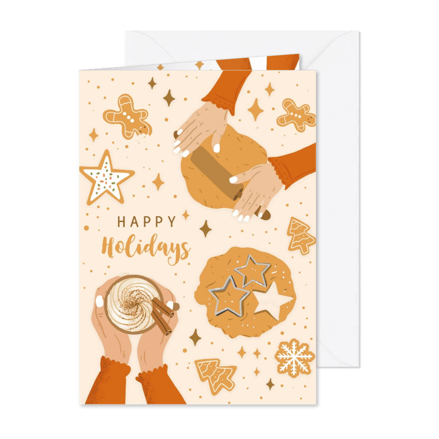 Gezellige kerstkaart met gebakken koekjes - Kaartimpressie