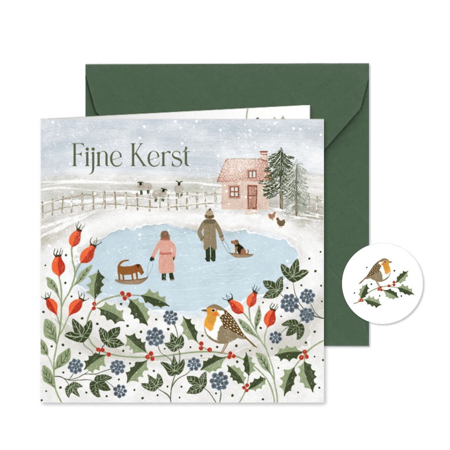 Gezellige kerstsfeer kerstkaart - Kaartimpressie