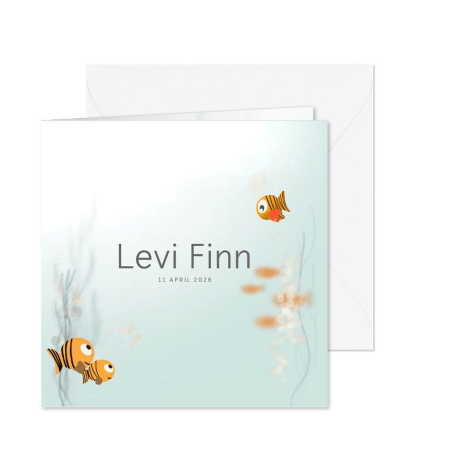 Gezin geboortekaartje water vis - Kaartimpressie
