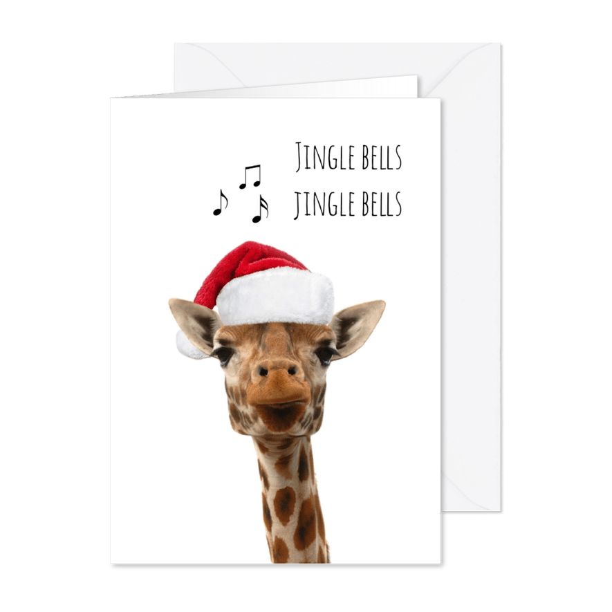 Giraf met kerstmuts-isf - Kaartimpressie