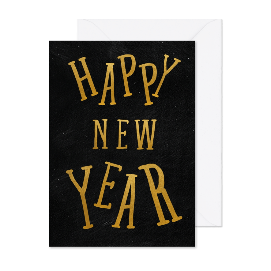 Gouden happy new year kaart - Kaartimpressie