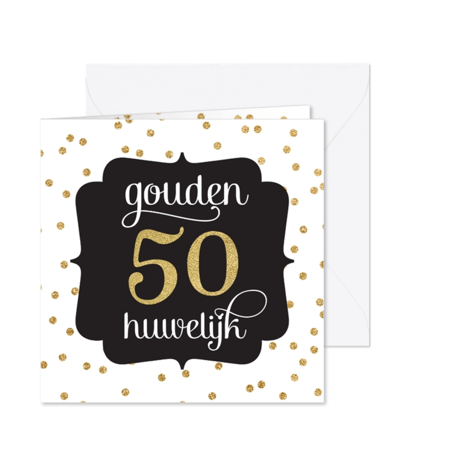 Gouden huwelijk jubileum goudfolie stippen patroon - Kaartimpressie