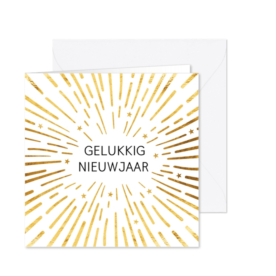 Gouden vuurwerk nieuwjaarskaart - Kaartimpressie