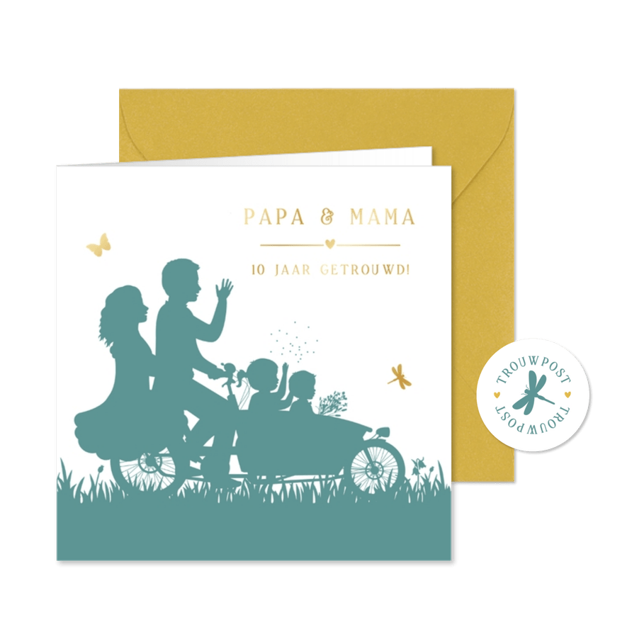 Grappige jubileum uitnodiging papa en mama 10 jaar getrouwd - Kaartimpressie