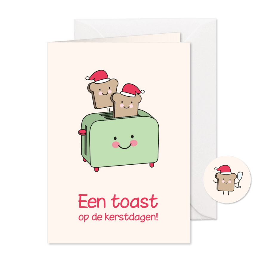 Grappige kerstkaart een toast op de kerstdagen - Kaartimpressie