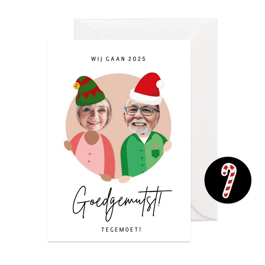 Grappige kerstkaart - goedgemutst 2025 tegemoet! - Kaartimpressie