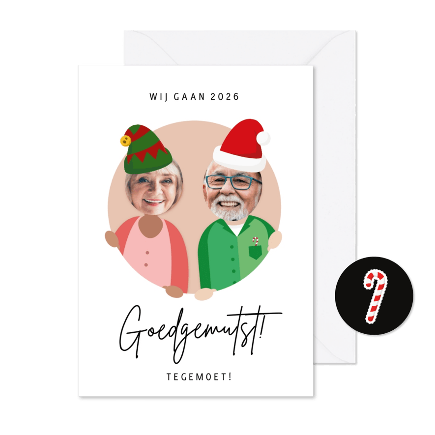 Grappige kerstkaart - goedgemutst 2026 tegemoet! - Kaartimpressie