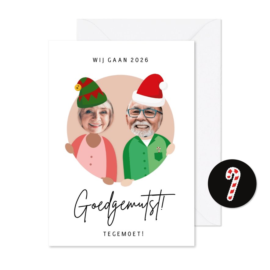 Grappige kerstkaart - goedgemutst 2026 tegemoet! - Kaartimpressie