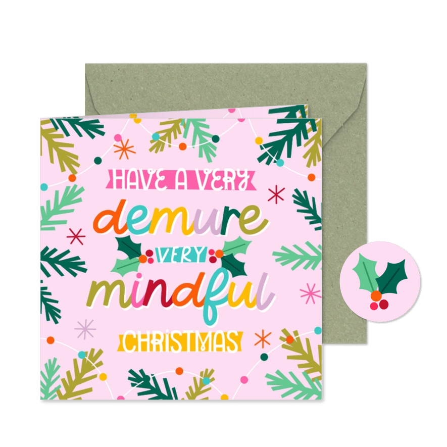 Grappige kerstkaart very demure very mindful christmas - Kaartimpressie