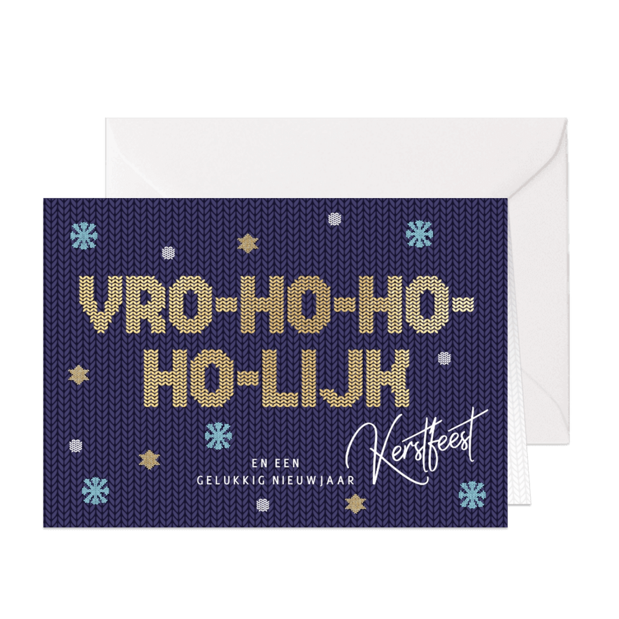 Grappige kerstkaart Vro-ho-ho-ho-lijk kerstfeest - Kaartimpressie