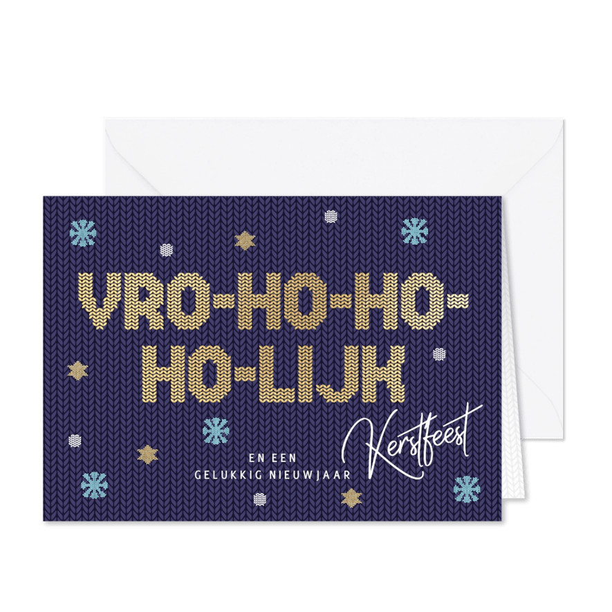 Grappige kerstkaart Vro-ho-ho-ho-lijk kerstfeest - Kaartimpressie