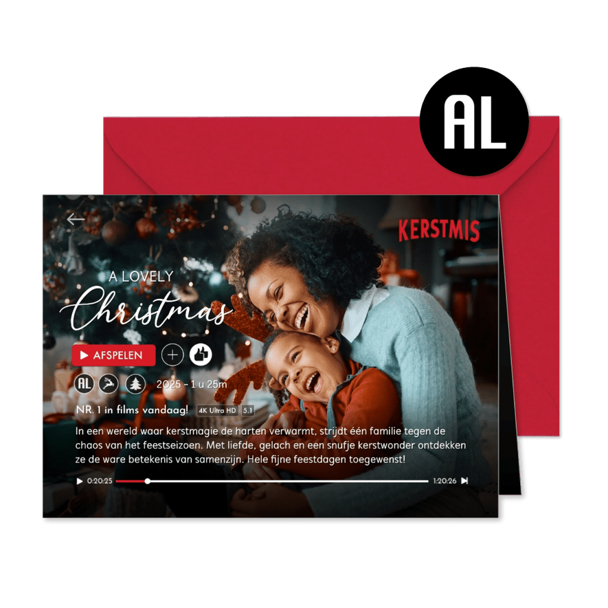 Grappige kerstkaart waarin jij speelt in je eigen kerstfilm - Kaartimpressie