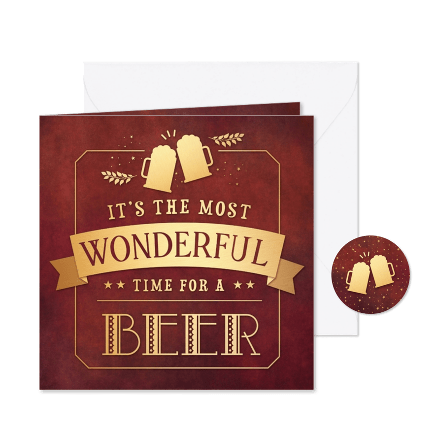 Grappige kerstkaart - Wonderful time for a beer - Kaartimpressie