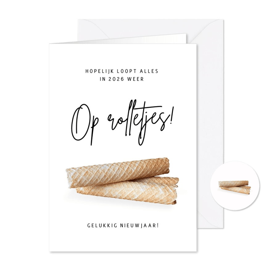 Grappige nieuwjaarskaart - 2026 op rolletjes - Kaartimpressie