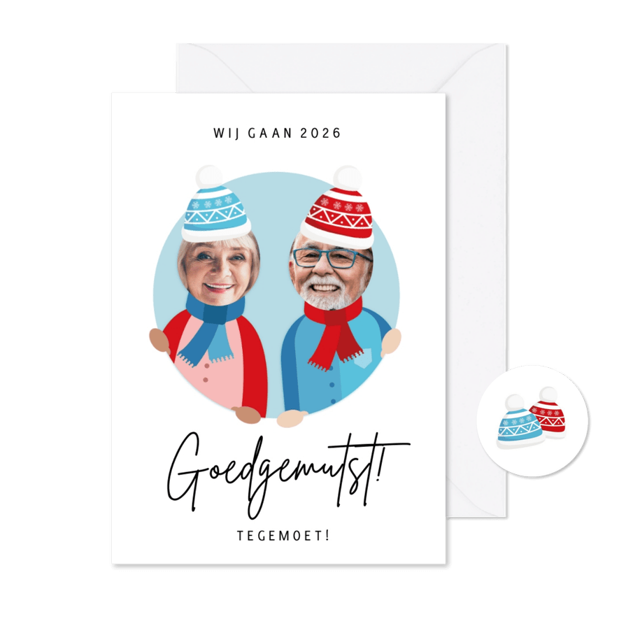 Grappige nieuwjaarskaart goedgemutst met eigen foto's  - Kaartimpressie