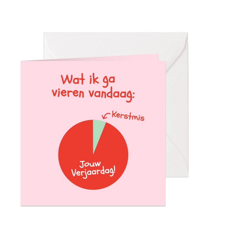 Grappige roze kerstkaart voor een kerstverjaardag diagram - Kaartimpressie