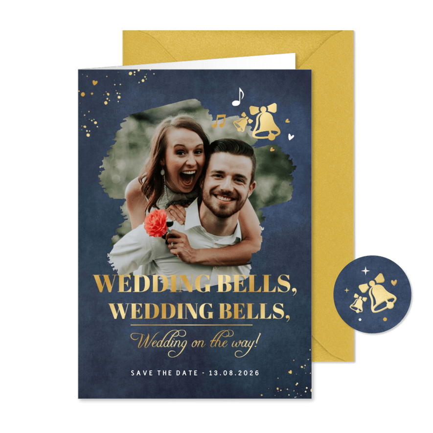 Grappige Save the Date kerstkaart met foto - Kaartimpressie