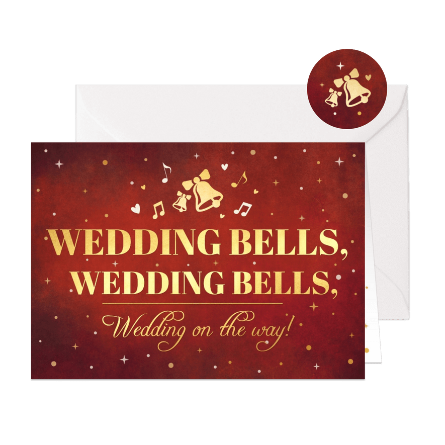 Grappige Save the Date kerstkaart Weddingbells on the way - Kaartimpressie