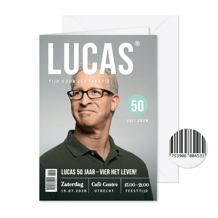 Grappige tijdschrift magazine uitnodiging met eigen foto - Kaartimpressie