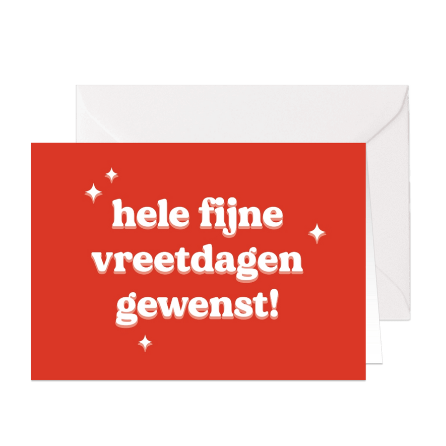 Grappige typografische kerstkaart fijne vreetdagen - Kaartimpressie