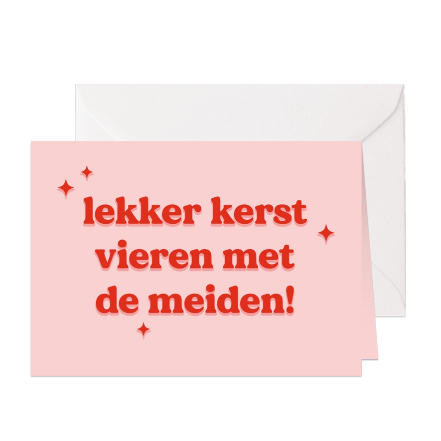 Grappige typografische kerstkaart met de meiden - Kaartimpressie