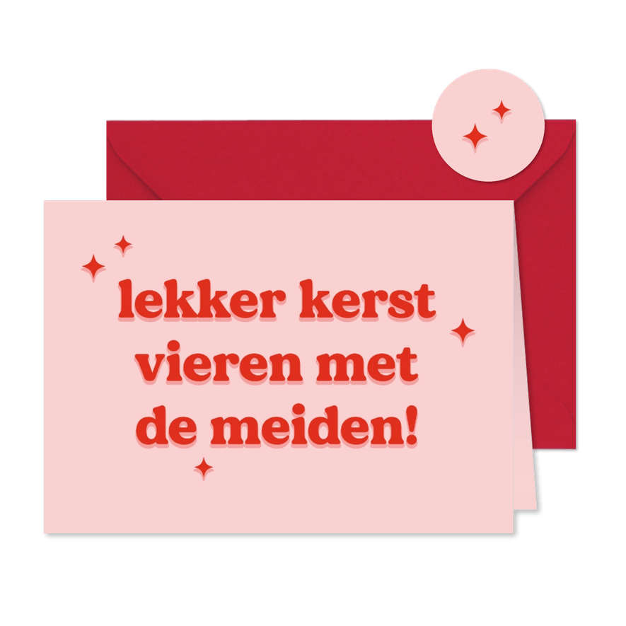 Grappige typografische kerstkaart met de meiden - Kaartimpressie