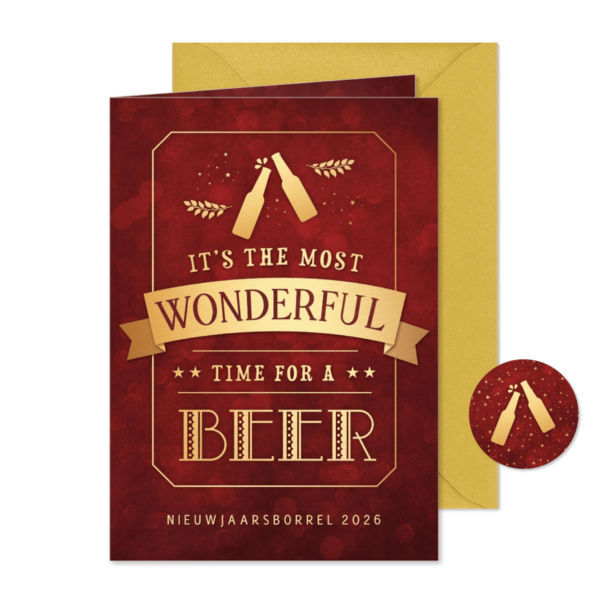 Grappige uitnodiging nieuwjaarsborrel - Time for Beer - Kaartimpressie