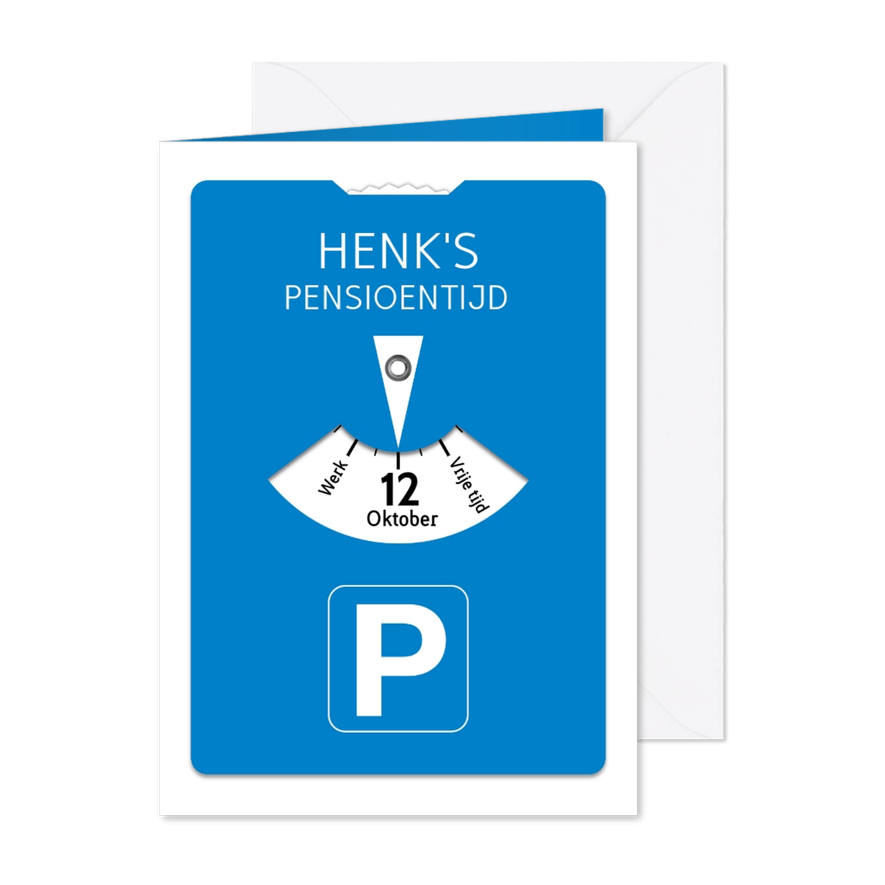 Grappige uitnodiging  parkeerkaart voor je pensioen - Kaartimpressie