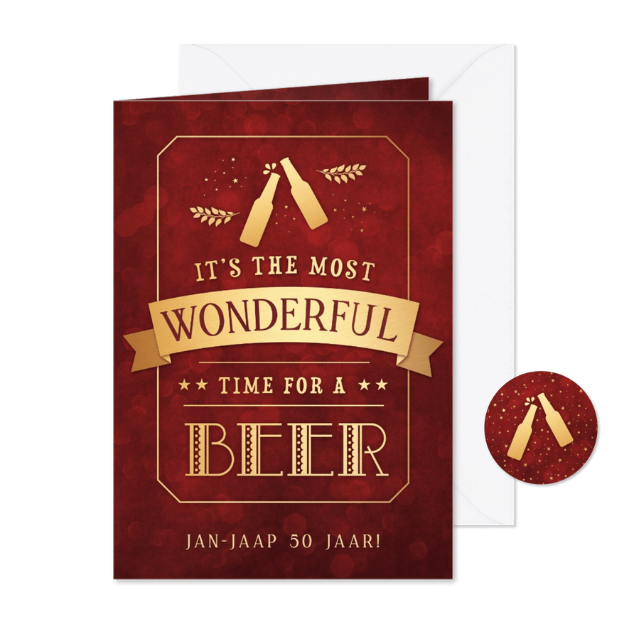 Grappige uitnodiging verjaardagsfeestje - time for a beer! - Kaartimpressie