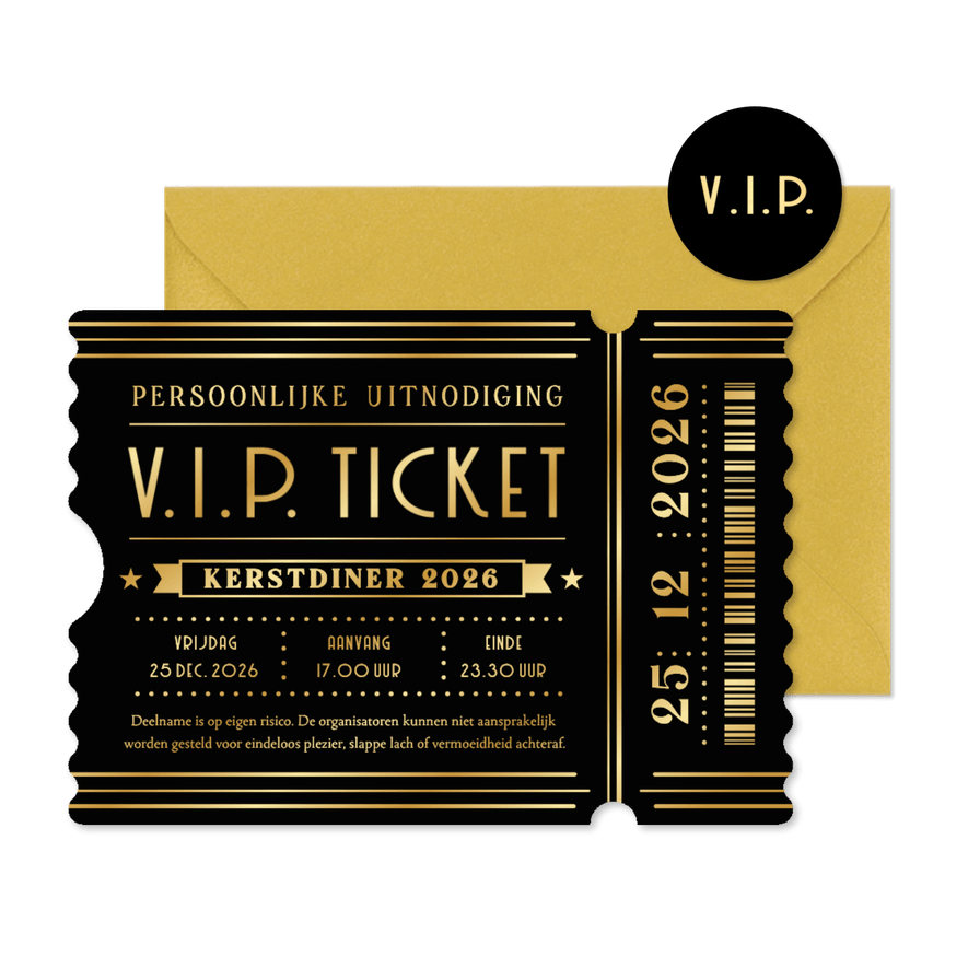 Grappige uitnodiging VIP ticket kerstdiner voor familie - Kaartimpressie