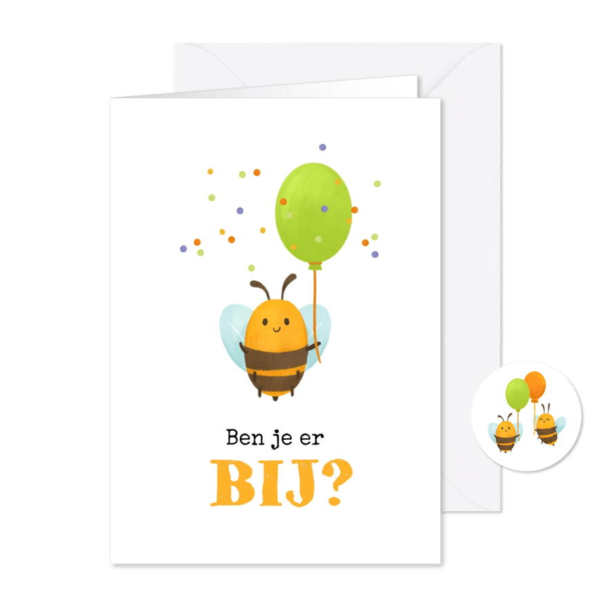 Grappige uitnodigingskaart bij confetti ballon feestje - Kaartimpressie