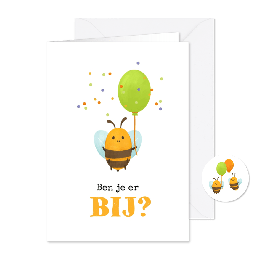 Grappige uitnodigingskaart bij confetti ballon feestje - Kaartimpressie