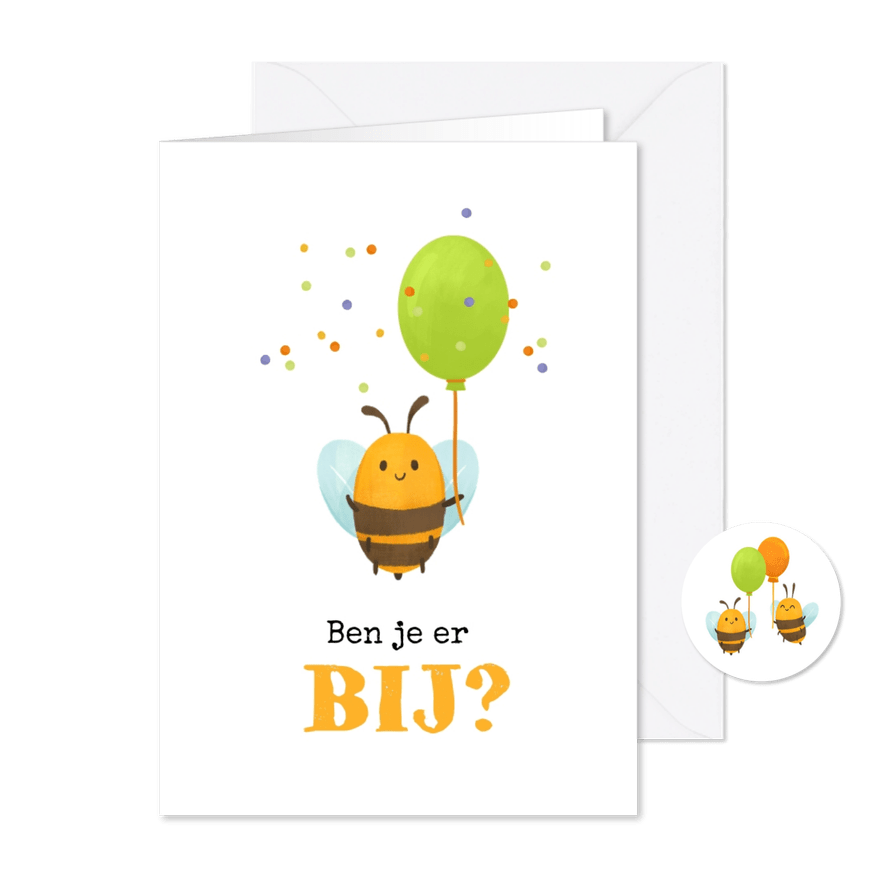 Grappige uitnodigingskaart bij confetti ballon feestje - Kaartimpressie