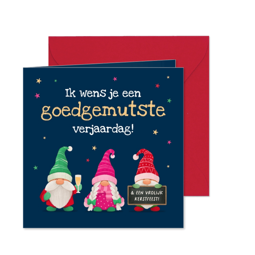 Grappige verjaardagskaart gnomes kabouters goedgemutst humor - Kaartimpressie