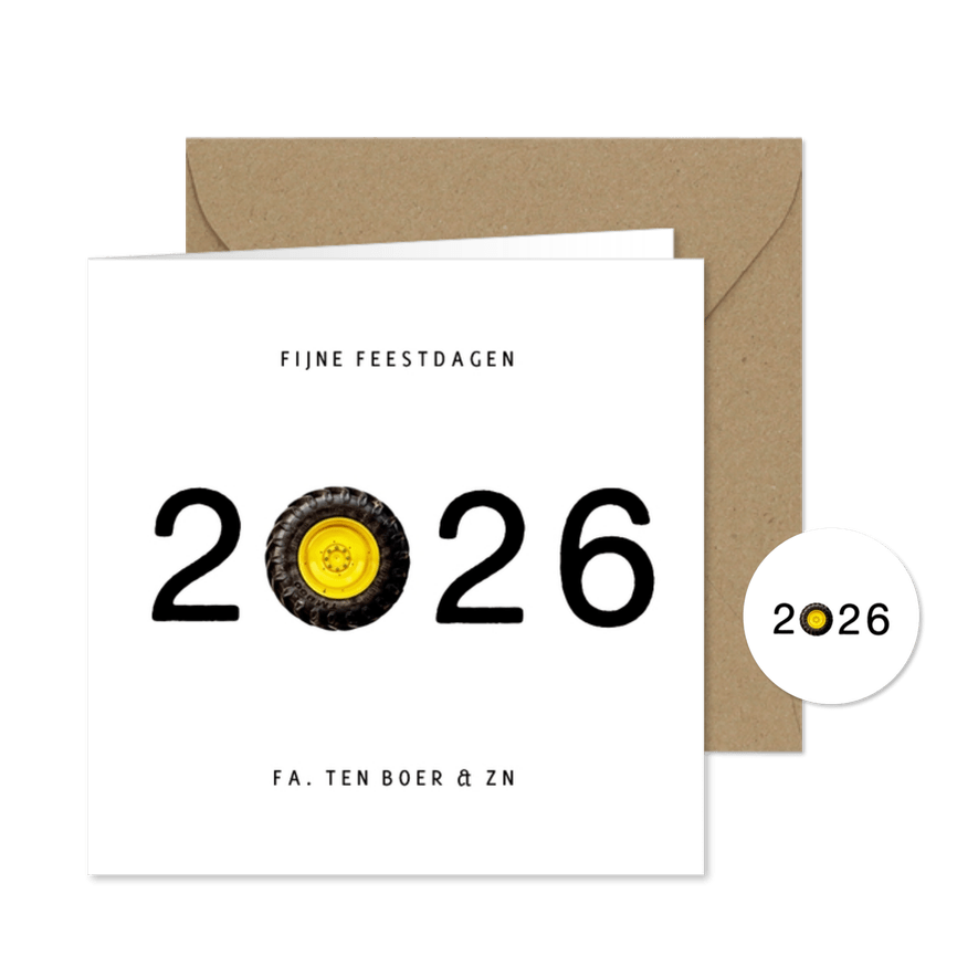 Grappige zakelijke kerstkaart agrarische sector tractor 2026 - Kaartimpressie