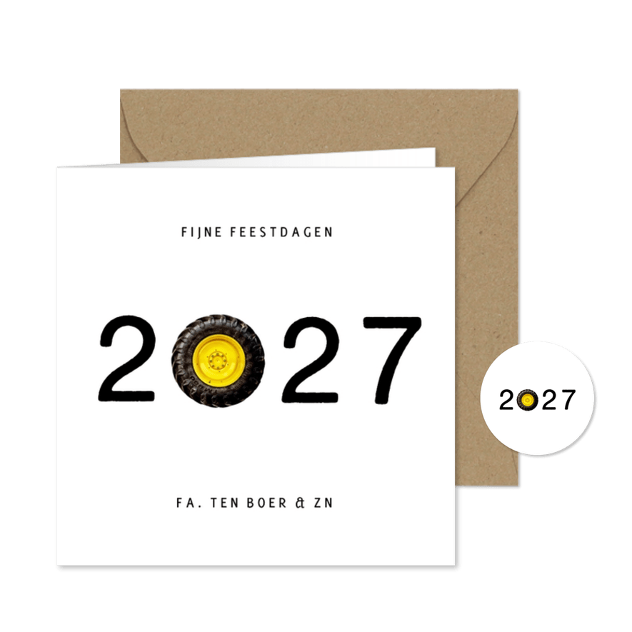 Grappige zakelijke kerstkaart agrarische sector tractor 2027 - Kaartimpressie