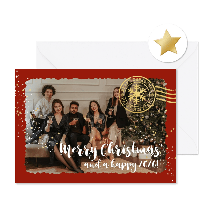 Grappige zakelijke kerstkaart ansichtkaart foto stempel - Kaartimpressie