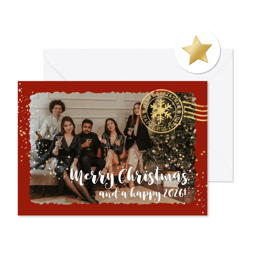 Grappige zakelijke kerstkaart ansichtkaart foto stempel - Kaartimpressie