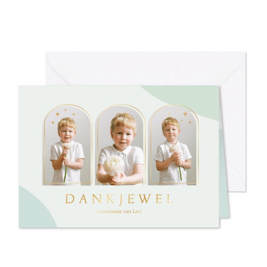 Groen bedankkaartje abstracte vormen - Kaartimpressie