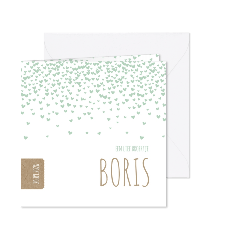 Groene hartjes confetti - Kaartimpressie