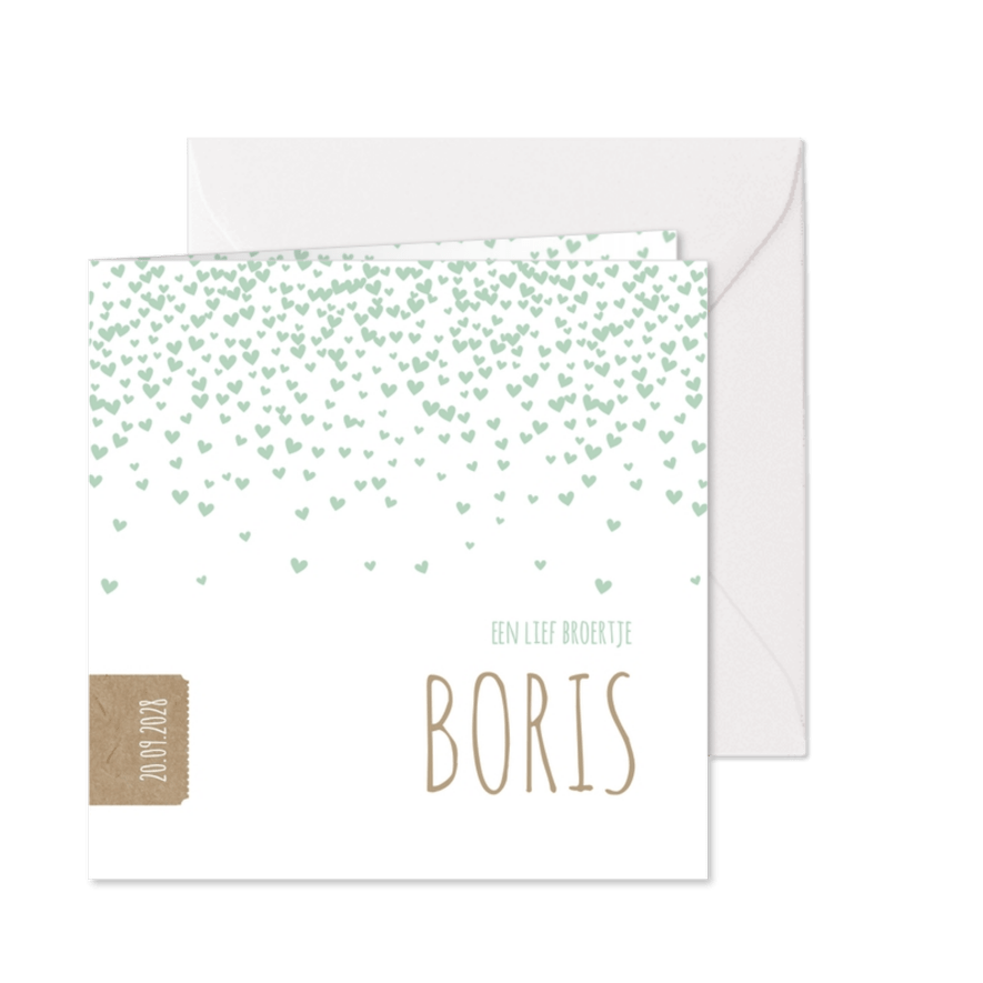 Groene hartjes confetti - Kaartimpressie