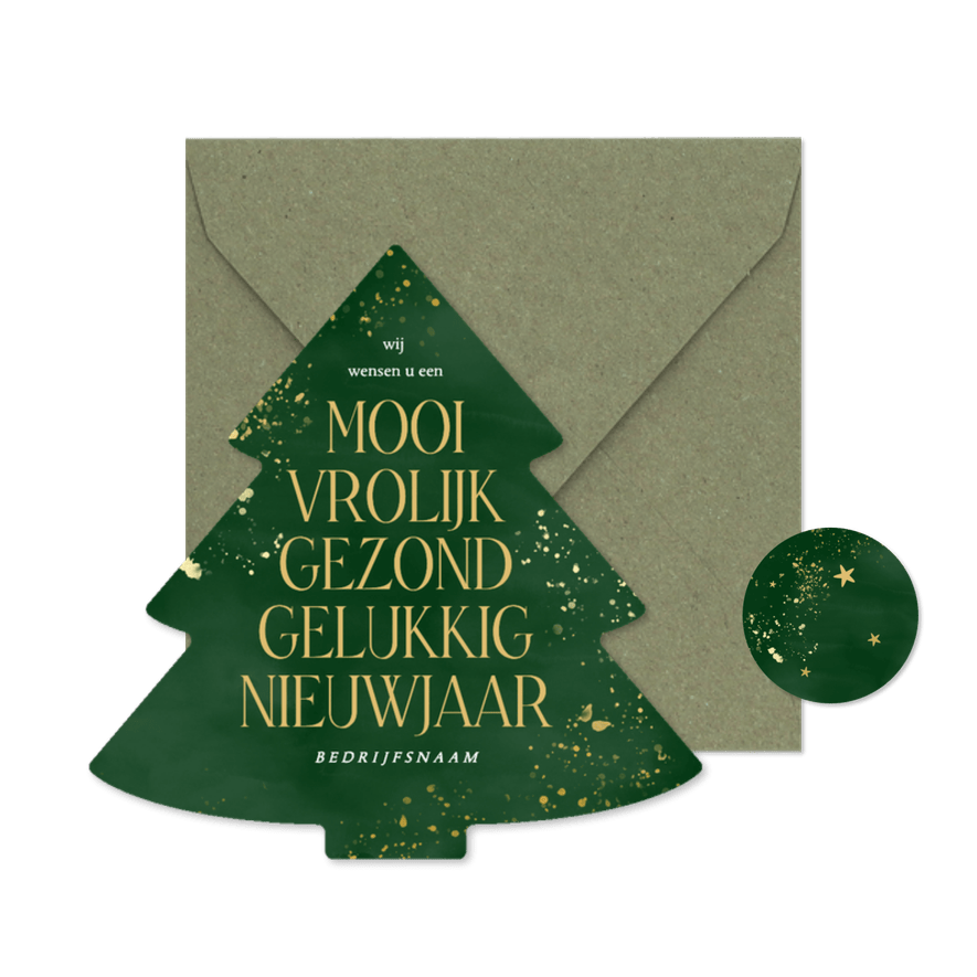 Groene kerstboom kerstkaart zakelijk teksten nieuwjaar - Kaartimpressie