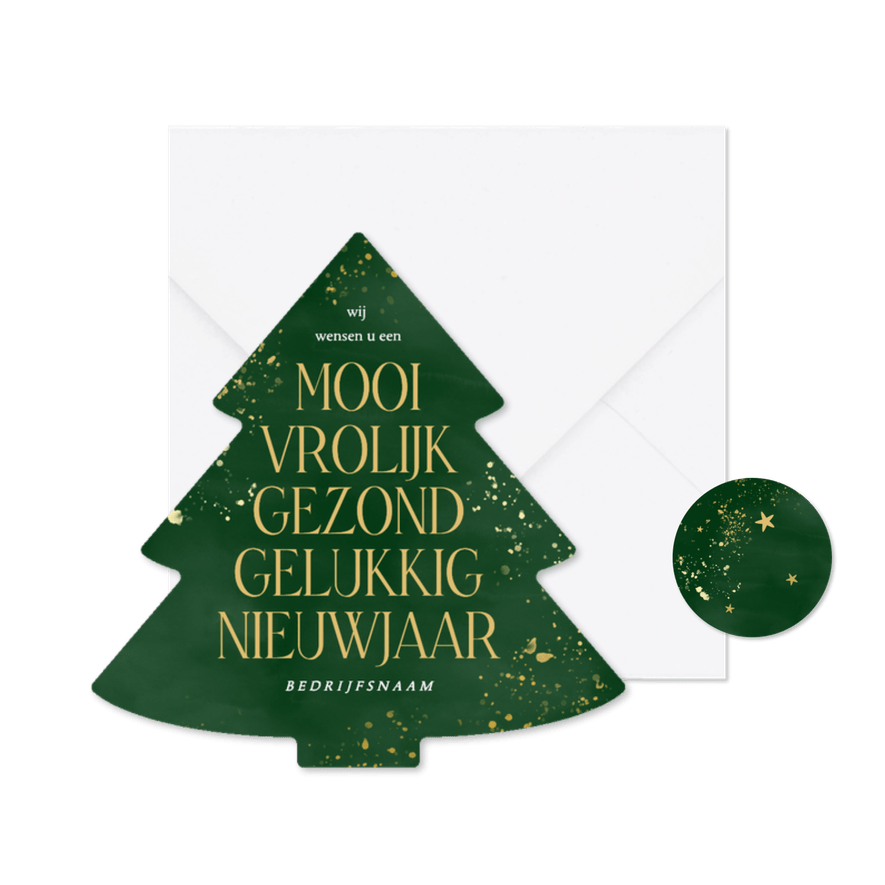 Groene kerstboom kerstkaart zakelijk teksten nieuwjaar - Kaartimpressie