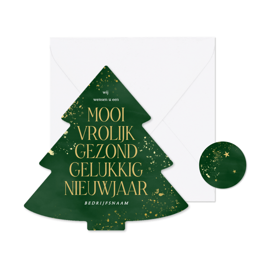 Groene kerstboom kerstkaart zakelijk teksten nieuwjaar - Kaartimpressie