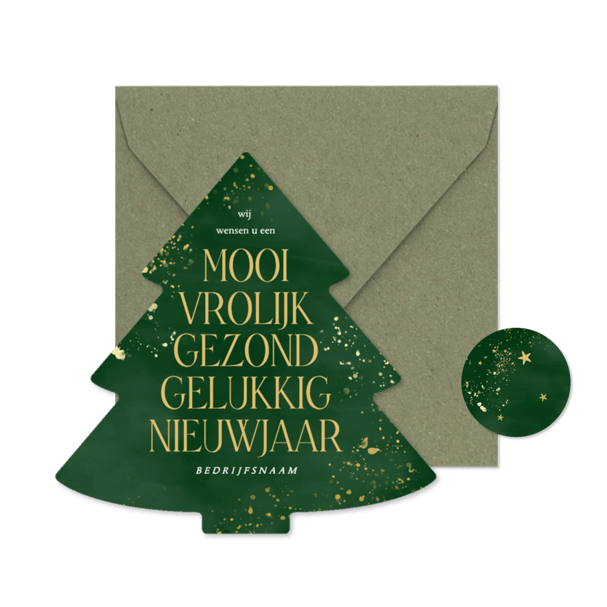 Groene kerstboom kerstkaart zakelijk teksten nieuwjaar - Kaartimpressie